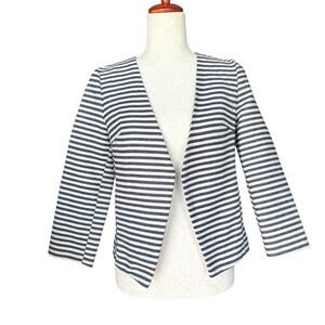 BCNU Nordstrom Navy White Striped Open Front Blazer Jacket Size Small Nautical